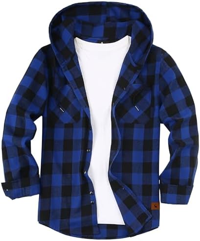 Amazon.com: Mens Hooded Flannel Plaid Button Shirt Lightweight